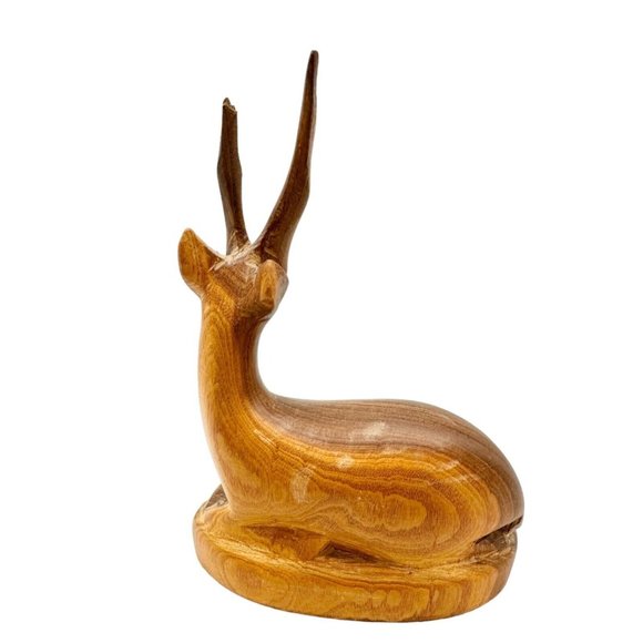 Set of 3 Wooden Animal Figures Elephant Ox Antelope Hand Carved in Kenya - Picture 4 of 16